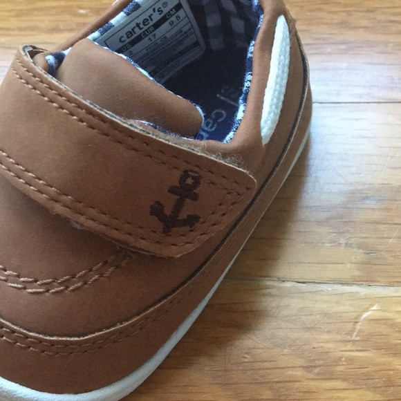 NWT Carters Every Step Brown Nautical Baby Crawling Boat Shoes - Picture 7 of 8